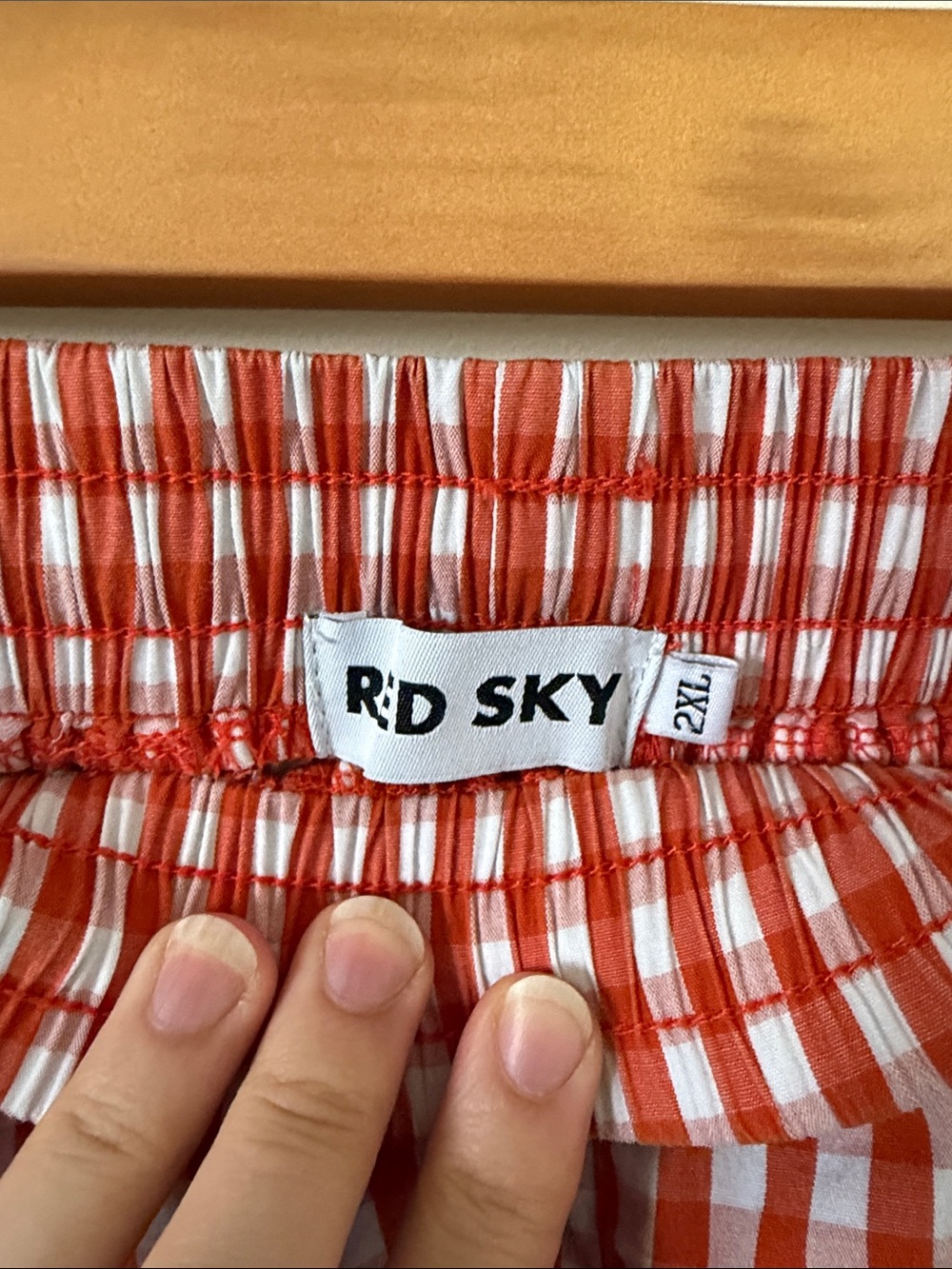 Orange Gingham Cotton Shorts - Picture 2 of 6